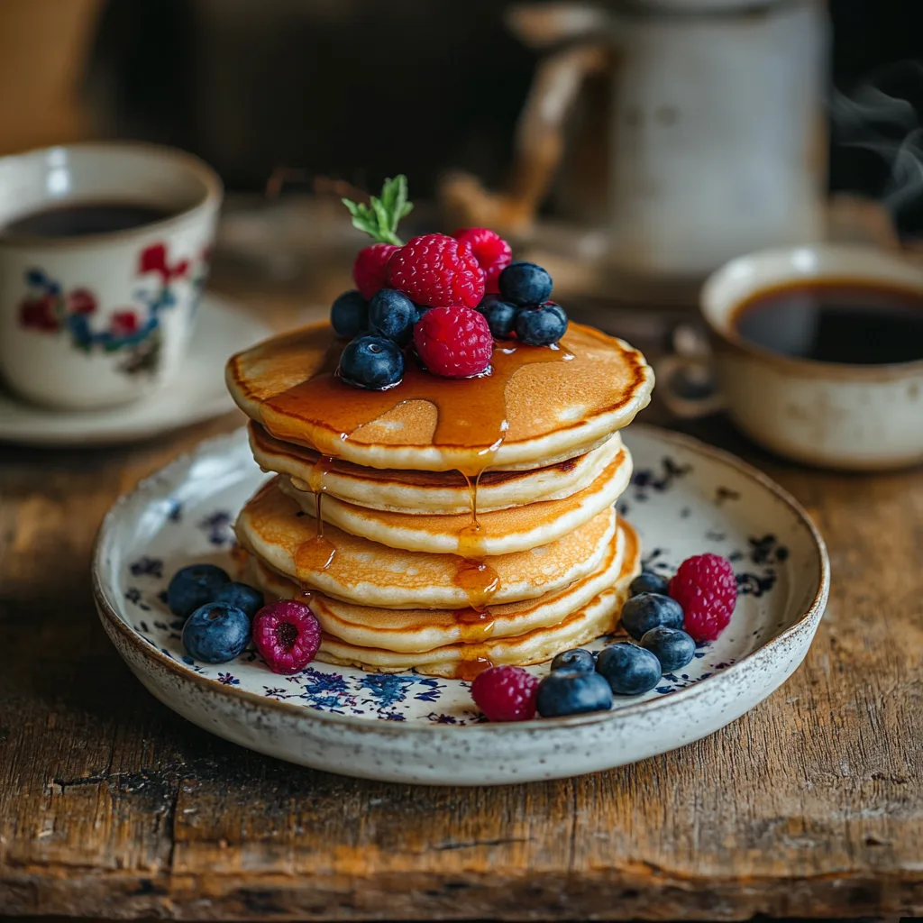 Fluffy sourdough pancakes cooking on a hot griddle