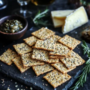 Golden brown sourdough crackers