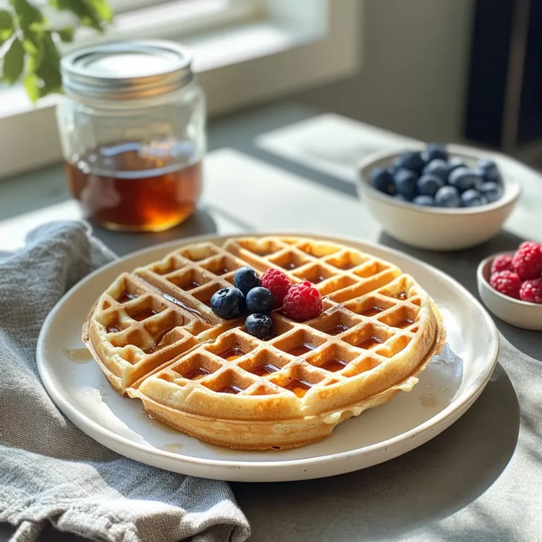 Preparing sourdough waffle batter in a mixing bowl, combining flour, sugar, and leavening agents, showcasing the initial dry mix stage