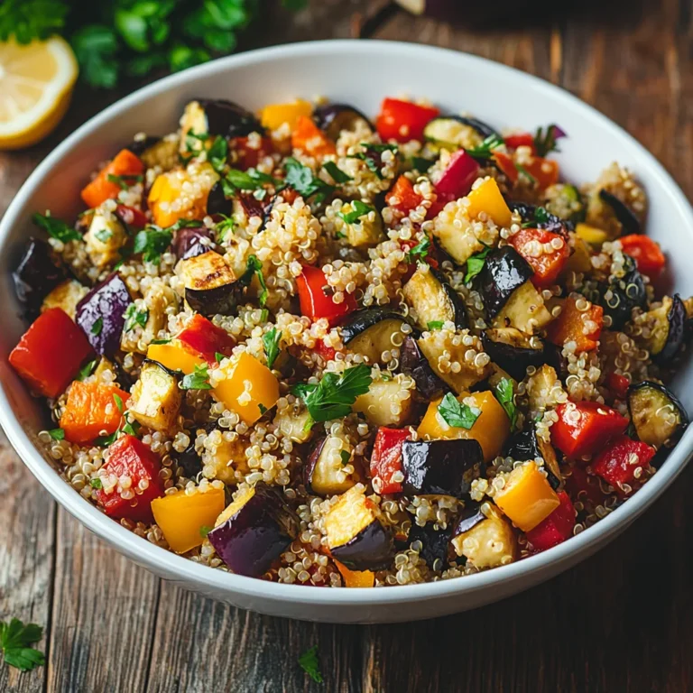 Quinoa being fluffed with a fork after cooking, showcasing its fluffy texture in a saucepan, ready for salad preparation